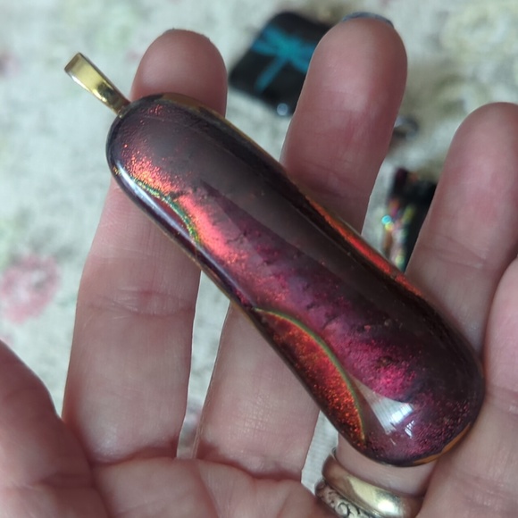 Fused, Dichroic, Fire Polish and Art Glass Pendants - Picture 9 of 12